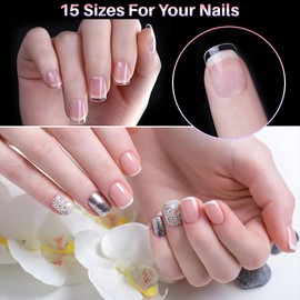 ZIFUTON Short Square Nail Tips, Soft Gel Tips for Gel Nails, 450 Pieces, Artificial Nails, Short Square Press on Nails, Short, Full Cover Nail Tips for Nail Studios, Starter DIY, 15 Sizes