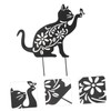 Outanaya Garden Art Cat Ornament Iron Art Garden Decoration Cat