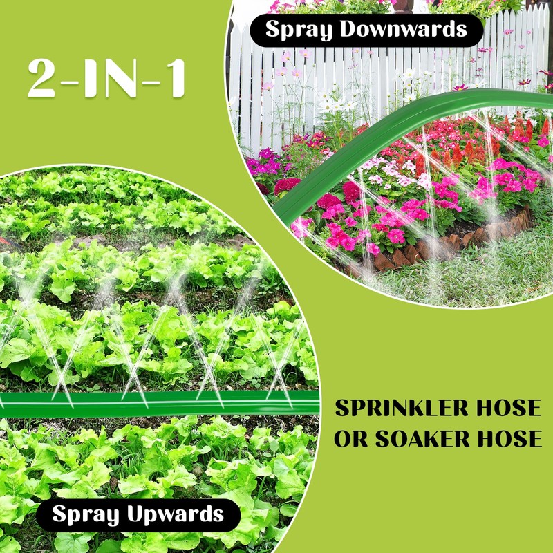 50 Ft Sprinkler Soaker Hose with Holes, Flat Garden Soaker