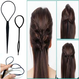 5Pcs Slick Hair Brush Set with 2Pcs Topsy Hair Tail Tool 1Pcs Bristle Teasing Hair Brushes 1Pcs Edge Brush 1Pcs Rat Tail Comb Woman,Girls,Hair Flyaways Styling,Edge&Back Combing biack