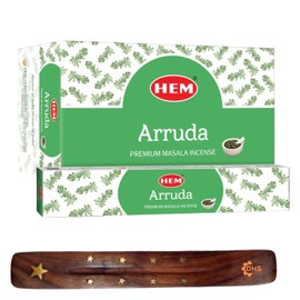 HEM Arruda Premium Incense Sticks, Full Pack of 12, Each 15 gms with DHS incense stick holder for Yoga, Meditation, Healing, Spirituality, Aromatherapy, Incense Spa and Relaxation…