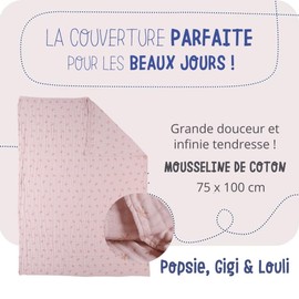 NOUKIE'S - Musselin-Decke – Popsie, Gigi & Louli – Libellen – Puderrosa – 75 x 100 cm