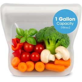Reusable Silicone Sous Vide Bag - 1 Gallon, 135oz. XXL - 1 pcs Food Storage Bag, Freezer Container, Zero Waste Alternative for Sous Vide Cooker, Kitchen Organization, and Meal Prep Bags