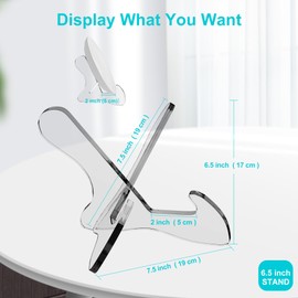 Boloyo "X Shape Acrylic Plate Display Stand, 6.5 Inch 2PC Clear Acrylic Bowl Plate Platter Dish China Porcelain Display Holder Easel Base for Home Kitchen School Art Display
