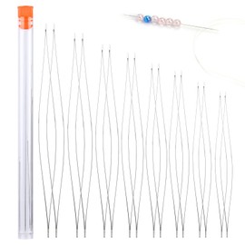 Pack of 16 Beading Needles, 8 Sizes of Bead Needles with Large Eye, Stainless Steel Sewing Needles with Needle Bottle, Large Eye Bead Needles for DIY Beading Crafts and Jewellery Making
