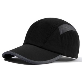 CLAPE Breathable Quick-Drying Sports Baseball Cap Summer Mesh Running Cap Lightweight Peaked Cap Waterproof Sunscreen Cap for Men Women, DCP2401-Black