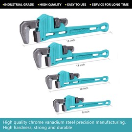 ESCULTORA 8Inch Pipe Wrench, Chrome Vanadium Steel Plumbers Wrench, Durable and Wear Resistant Plumbing Wrench, Can Be Used for Pipes, Gas Tanks, Bathroom Sinks, Kitchen Sinks, Workshops
