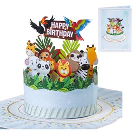 Rykamia Safari Birthday Card, Safari Birthday Pop Up, Kids Birthday Card, Animal Birthday Card for Kids, Birthday Card for Grandkids, Card for Grandson, Card for Granddaughter, Jungle Birthday Card