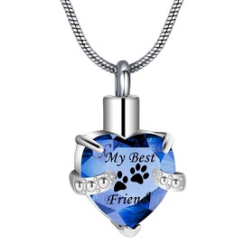 RIMZVIUX Heart Urn Necklace for Ashes Pet Urns for Ashes Crystal Cremation Jewelry for Ashes Dog Cat Urns My Best Friends