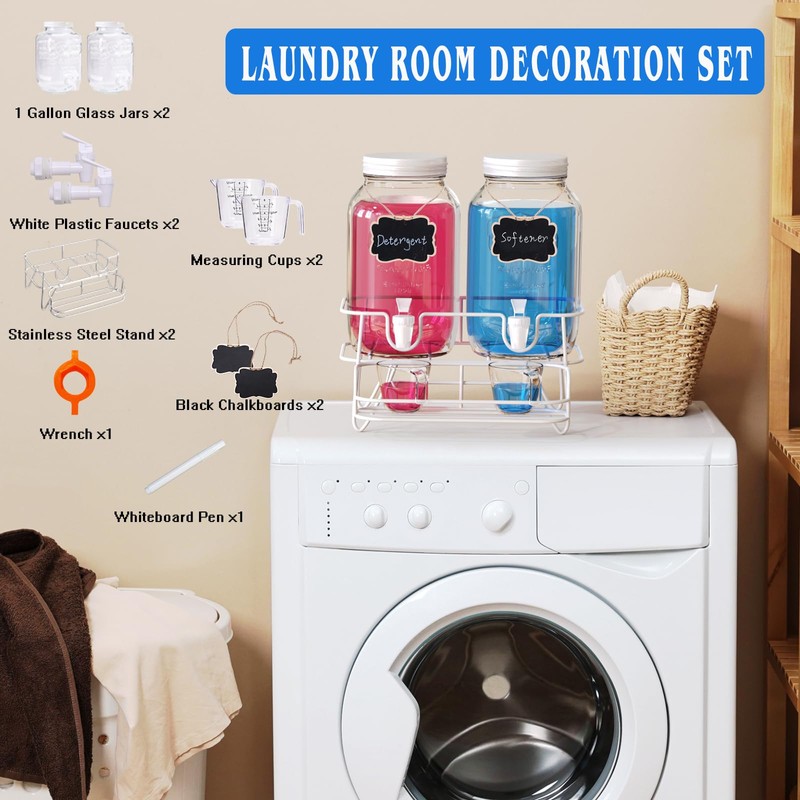 Roetell 2 Sets 1 Gallon Laundry Detergent Dispenser with Stand,