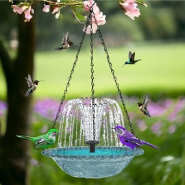 Solar Bird Fountain | Solar Fountain Pump | Bird Feeder Hangable Garden Decoration for Children Backyard Patio Deck Landscape Yard Nature Lovers Outdoor Porch Wildlife
