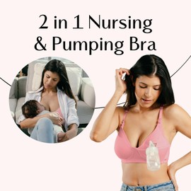 Simple Wishes Supermom T-Shirt Nursing & Hands Free Pumping Bra with Fixed Padding - Comfortable Maternity Breast Pump Bra RP34G Rose Pink