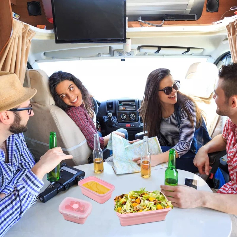 UWEI Loncheras Plegables Y Herméticas De Silicona P/comida 4 Pzs.