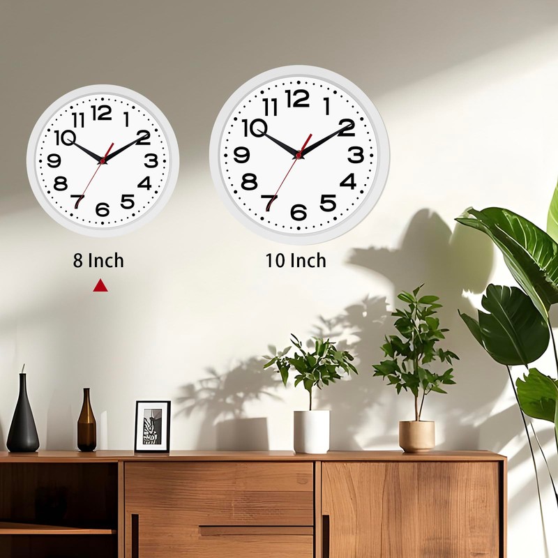 Wall Clock Silent Non-Ticking Modern Clock Battery Operated 8 Inch