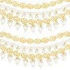 Aheli Gold Plated White Kundan Beads Studded Earrings Chain Ethnic