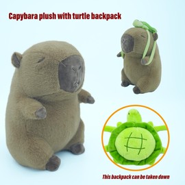 DreamHugs Adorable Capybara Plush Toy with Turtle Backpack, Soft Stuffed Animal Pillow, for Kids Birthday (12.6 inch)