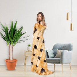 Pie Food Throw Blanket, Warm Lightweight Soft Round Blanket Lightweight Throw Blanket for Living Room Sofa, Funny Novelty Gifts for Teens, Kids 35 Inches