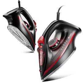 Sundu Steam Iron for Clothes with Rapid Heating Ceramic Coated Soleplate,1500W with Precise Thermostat Dial,Self-Cleaning, Auto-Off,11.84oz Water Tank for Home Clothes Ironing Use,Red