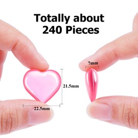 URATOT 240 Pieces Red White Pink Acrylic Heart Gems 1 LB Valentine's Day Decoration Party Table Scatter Decorations with Round Box for Vase Fillers, Valentine's Day, Wedding and Home Decorations