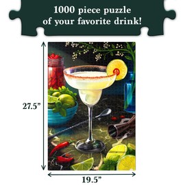 Jigsaw Puzzles for Adults and Families: The Margarita, 1000 Piece Puzzle with Sorting Trays, Brain-Boosting Fun for Ages 15+, Gifts for Cocktail Enthusiasts (27.5" x 19.5")