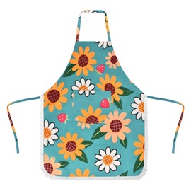 Orenge Apron Women's Cooking Apron Women's Kitchen Apron Cooking Aprons Waterproof Cooking Aprons with Pockets Women BBQ Apron Baking Apron Waiter Apron Cotton Apron for Chef Cooking Cafe,