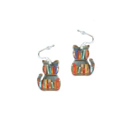 Classic Resin Stack of Books Shelves Drop Dangle Earrings Acrylic Bookcase for Women Creative Librarian Teacher Novel Graduation Jewelry-Cat
