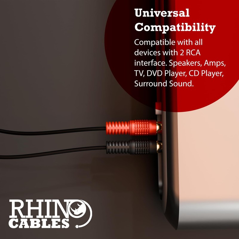rhinocables 2 RCA Phono Extension Male Plug to Female Socket