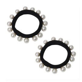 2PCS Pearl Elastic Scrunchies Simulation Beads Hair Ties Hair Accessories Vintage Hair Ponytail Scrunchies Bands Holder Bracelet Hair Clips for Women Girls