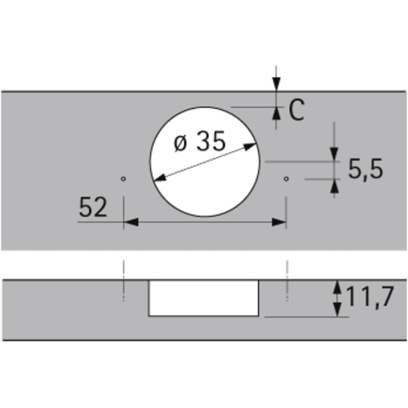 Hettich Sensys 8687 Wide Angle Hinge 165° - Zero Input,