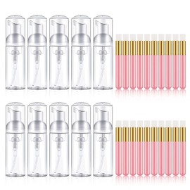 30Pcs Lash Shampoo Bottles and Brushes Set, 1.8 oz Travel Size Lash Bottles Foam Pump, Lash Bath Kit for Eyelash and Blackhead Cleansing