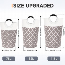 Fabspace Large Laundry Basket Laundry Hamper Bag Washing Bin Clothes Bag Collapsible Tall With Handles Waterproof Travel Bathroom College Essentials Storage For College Dorm, Family (Khaki)75L