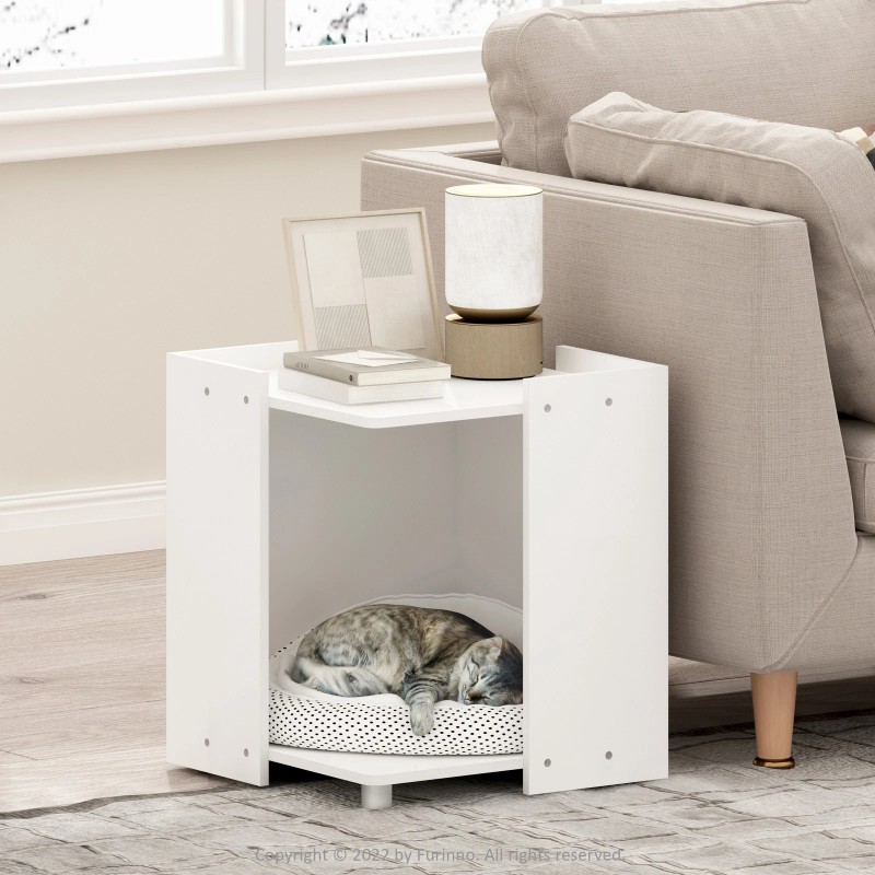 Furinno Peli Litter Box Enclosure in Solid White