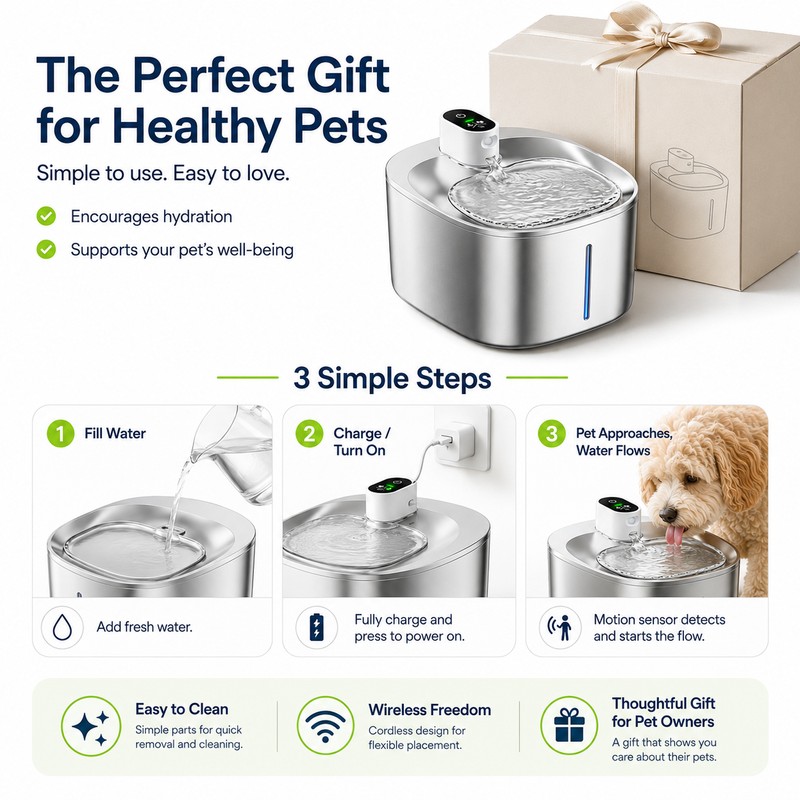4L Wireless Pet Water Fountain for Cats & Dogs –