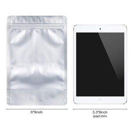 100 pack 6" x 9" resealable stand up pouch bags, mylar ziplock bags for food storage,Smell Proof,packaging pouches bag with Clear front Window