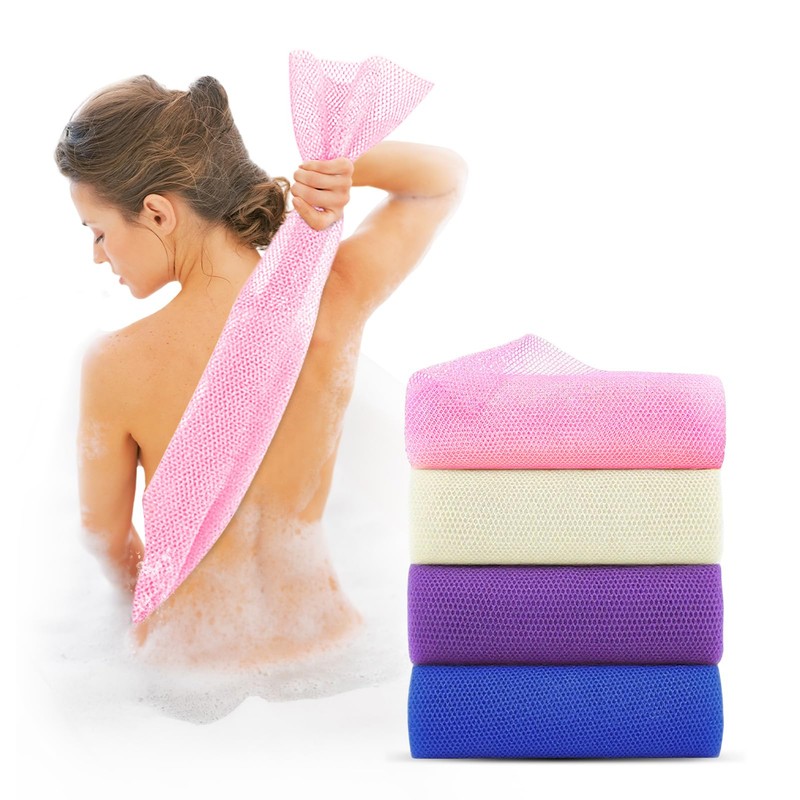 flintronic African Mesh Sponge, 4 Pieces African Exfoliating Sponge, Exfoliating