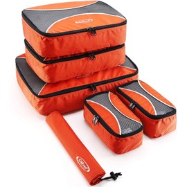 G4Free Packing Cubes 6 Set Travel Storage Bags Packing Organizer Set Multi-Functional Clothing Sorting Packages,Travel Packing Pouches,Luggage Organizer(Orange)