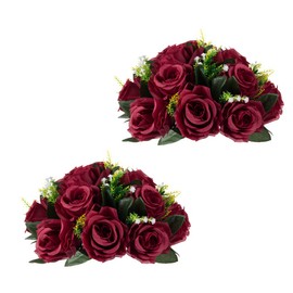 Centros de mesa de flores para mesas de boda: decoraciones de mesa de boda, bolas de flores de color burdeos, centros de mesa para compromiso, ceremonia, fiesta, centro de piezas, 2 paquetes
