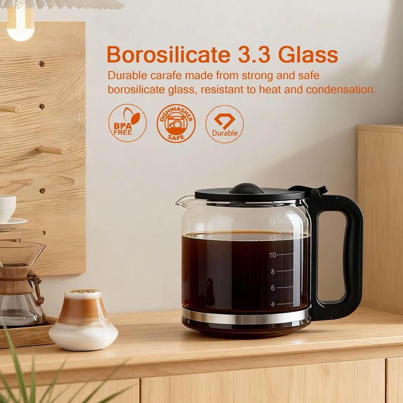 14 cups coffee maker replacement pot, compatible with mr coffee