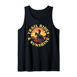 Country Trail Rides and Sunshine, Horse Riding Cowgirl Tank Top