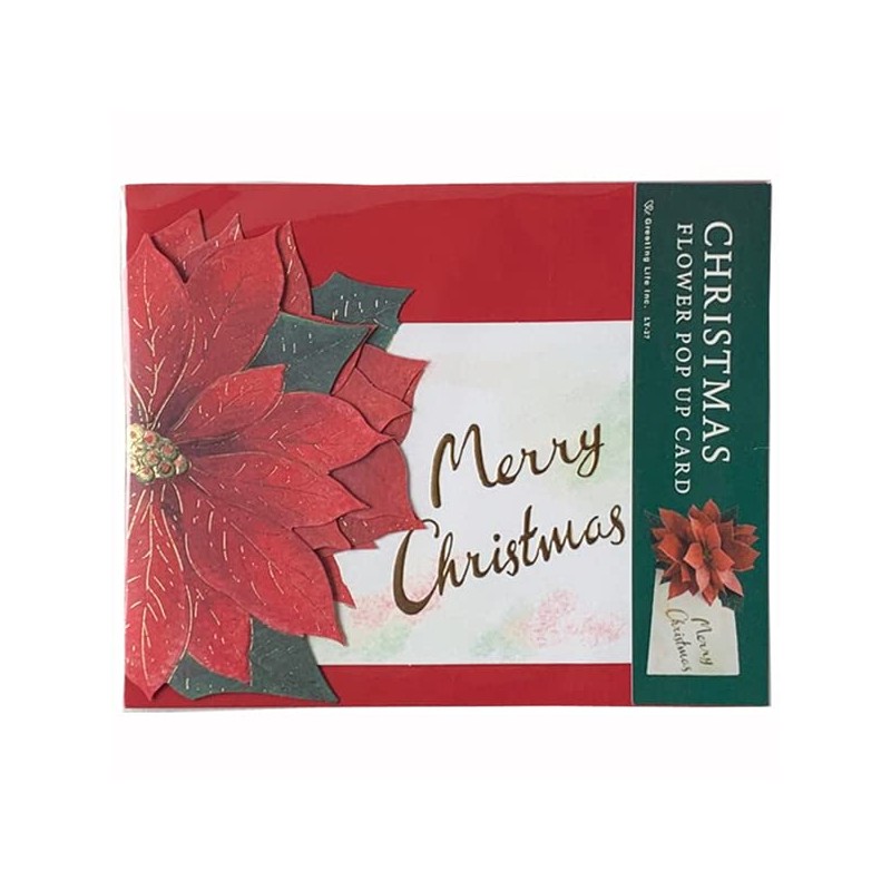 GreetingLife LY-27 Greeting Life Christmas Card Flower Pop Up Poinsettia