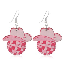 Pink Western Cowboy Cowgirl Boot Hat Earrings,Color Enamel Cowgirl Boot/Hat Dangle Eearring Jewelry Gifts for Women Girls (A)