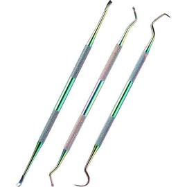 3 Pieces Dog Dental Tooth Scaler Scraper Stainless Double-Headed Tartar Removal Tool for Pet Teeth Cleaning Dogs Cats Rose Gold - Color: Rainbow Color