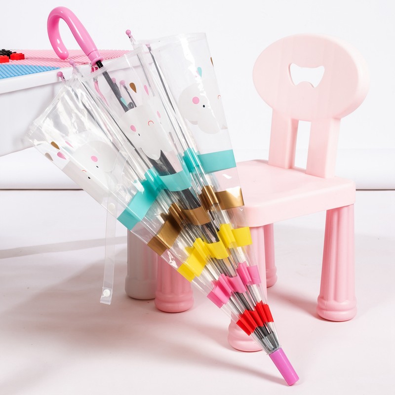 Transparent Umbrella Cartoon Long Handle Umbrella For Children