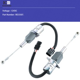 RE53507 Fuel Shut Off Solenoid for John Deere Tractors 4555 4755 4955 4560 4760 4960 2254 2256 2258 2264 2266 1450 1550 1185 1570 Engine 6076 6076AFM 6076AFM30 12VDC