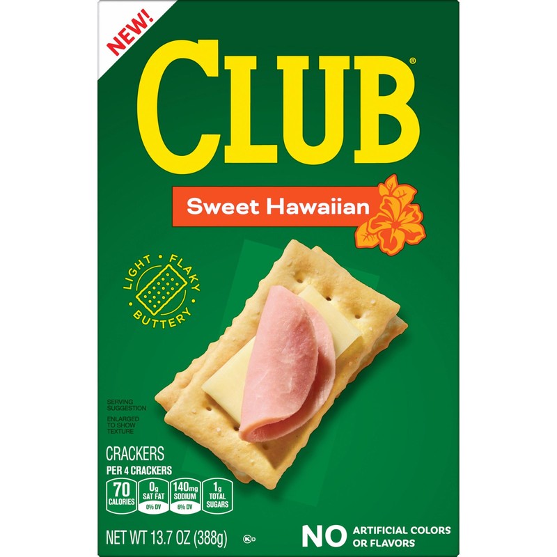 Club Crackers, Lunch Snacks, Snack Crackers, Sweet Hawaiian, 13.7oz Box