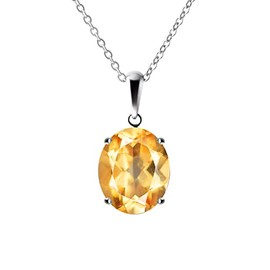 Franki Baker Sterling Silver Natural Beautiful Oval Citrine Gemstone Pendant Necklace Chain: 50cm. Pendant Length with bale: 2.8cm