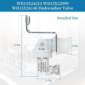 WD15X24213 WD15X26140 WD15X22999 Dishwasher water Inlet Valve for GE Dishwashers ，Replaces WD15X20119, WD15X21340,265D2393P003, 33199017, AP6286892, PS12342758, EAP12342758