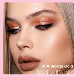 Kaely 2in1 Cream Eye Shadow Brightener Sticks for Eyes, Pencil Eyeshadow Applicator Stick Waterproof Pigmented, Eye Shadow Palette Highlighter Makeup, sombras para ojos, 05 Bronze Gold Shimmer