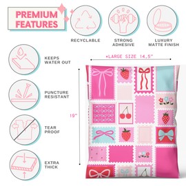 Picksie Mailers- Poly Mailer Shipping Bags 14.5x19 Boutique Envelope 100 Pack Supplies Shipping for Clothes Bulk Mailers Cute Store Packaging Supplies Tear Resistant - Poly Postage