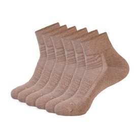 1SOCK2SOCK 6 Pack Ankle Athletic Socks for Men & Women Cotton- Crew Socks- Low Cut- Quarter Cushion Running Socks (Brown, X-Large)